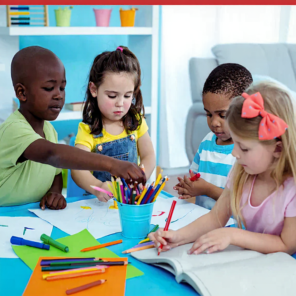 Children doing arts and crafts at a table